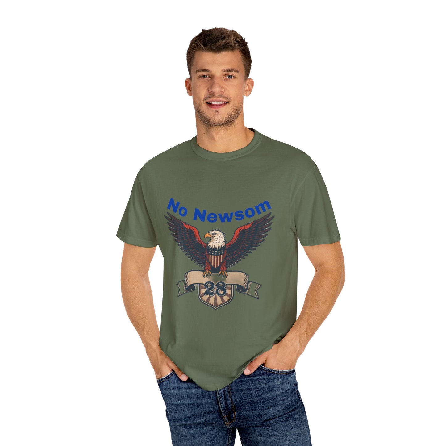 Eagle Emblem Garment-Dyed T-Shirt, Comfortable Vintage Tee, Patriotic Apparel, Casual Wear, Perfect Gift for Veterans