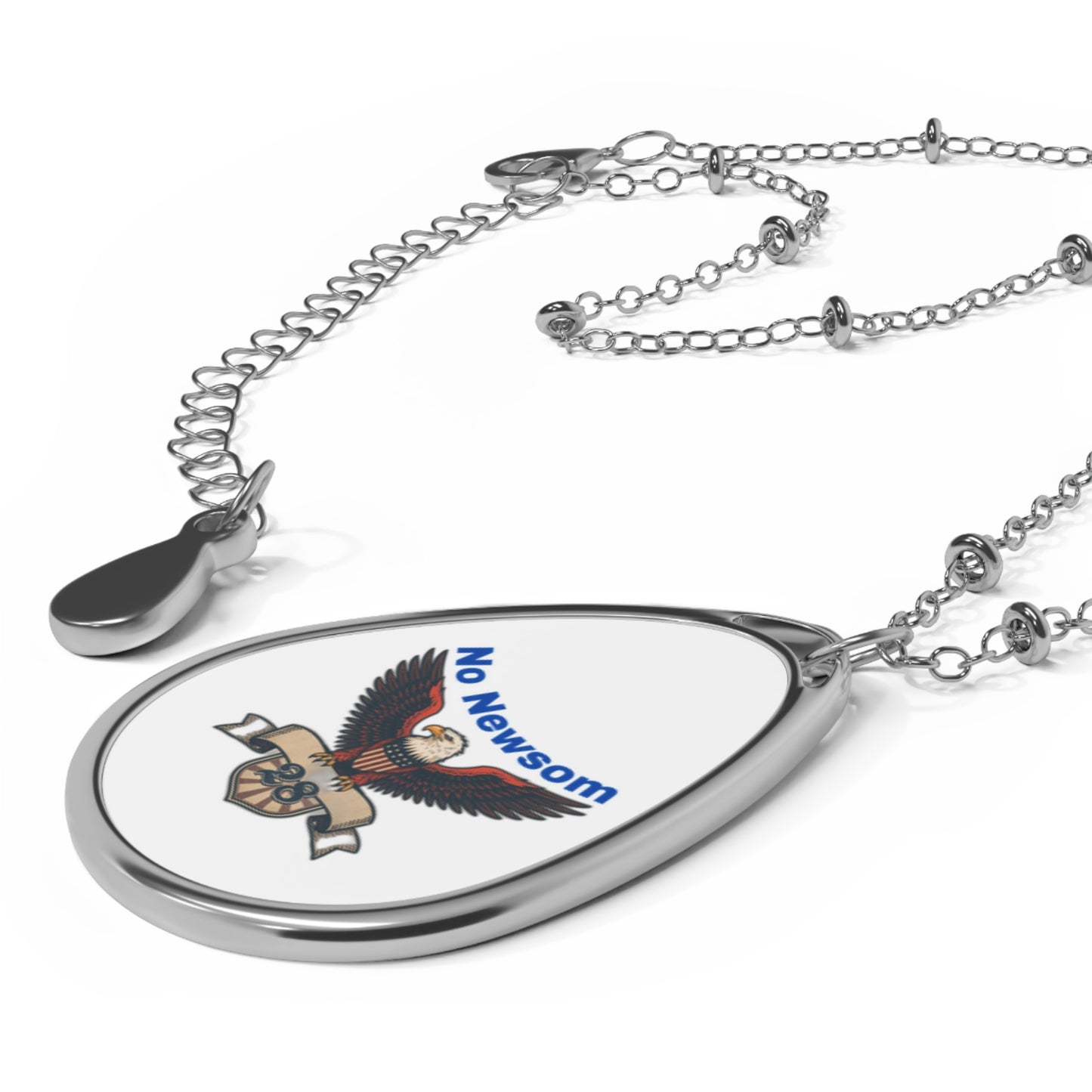 Statement Oval Necklace - No Newsom, Trendy Jewelry, Unique Gift, Campaign Jewelry, Activist Necklace, Political Statement Piece